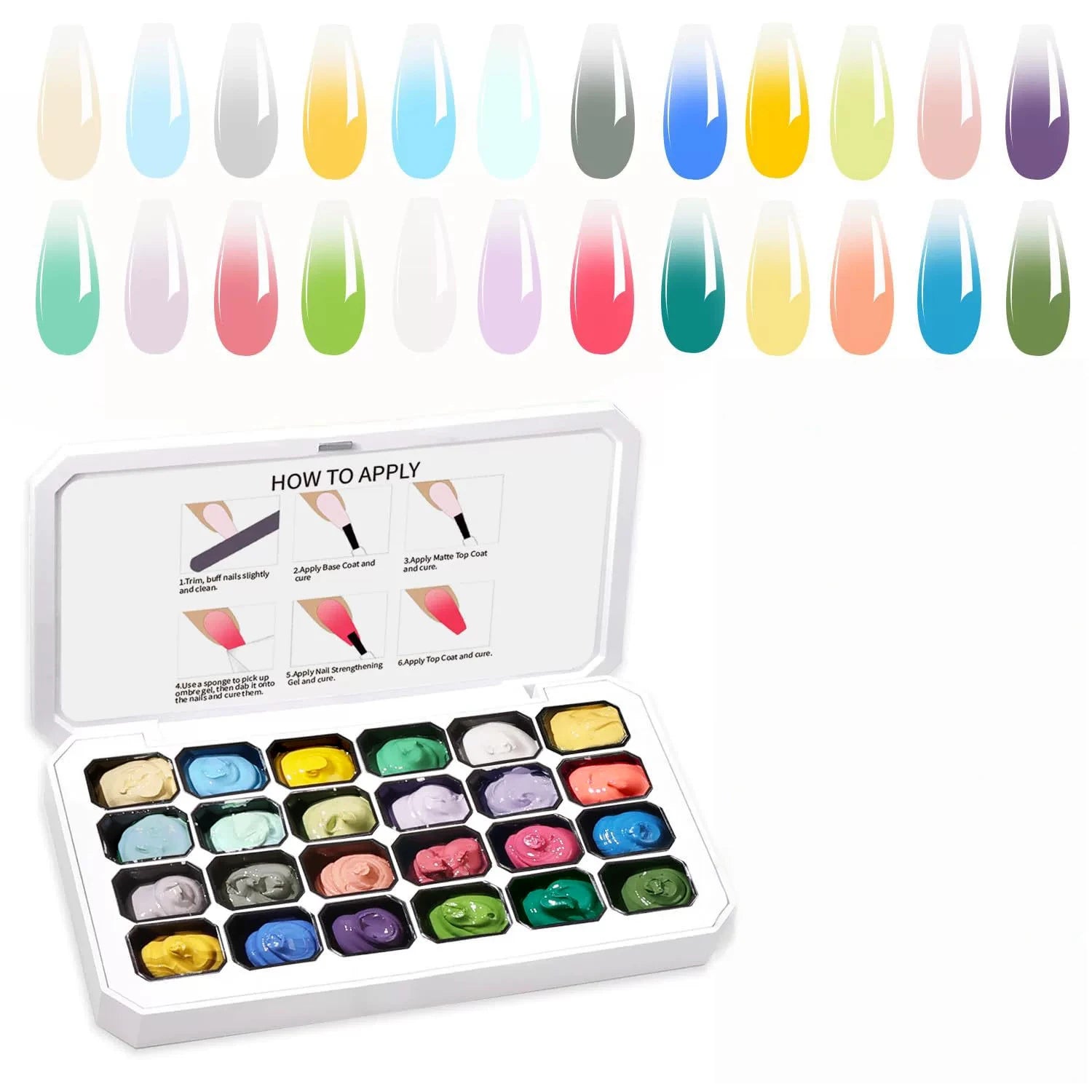24Color Gradient Painting Gel Nail Art DIY Design Pattern Manicure Qme GTCH-24G-01