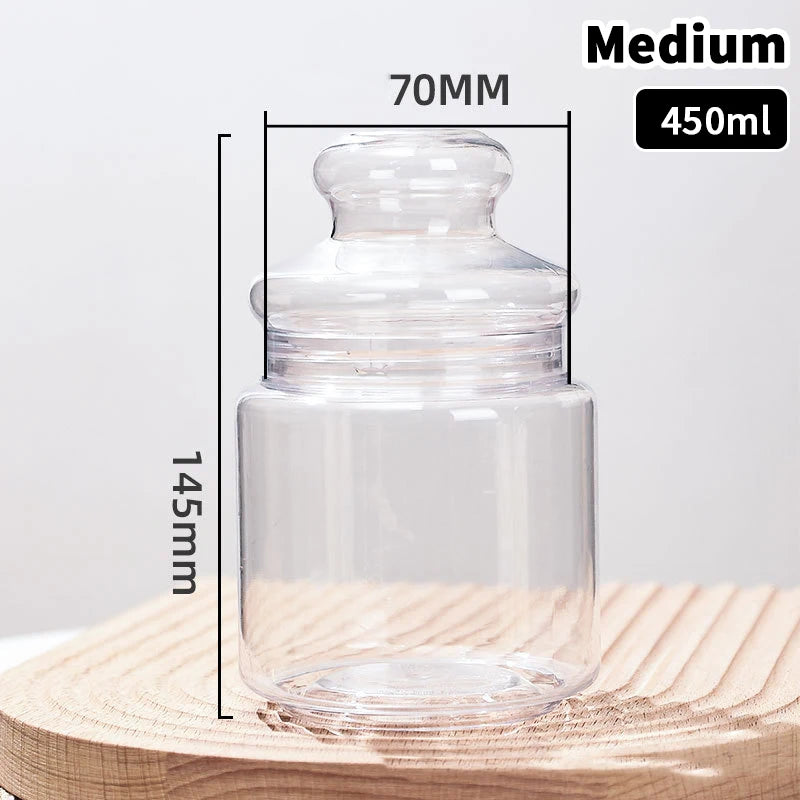 Plastic Transparent Candy Jars Cookie Food Storage Container Reusable Qme Medium