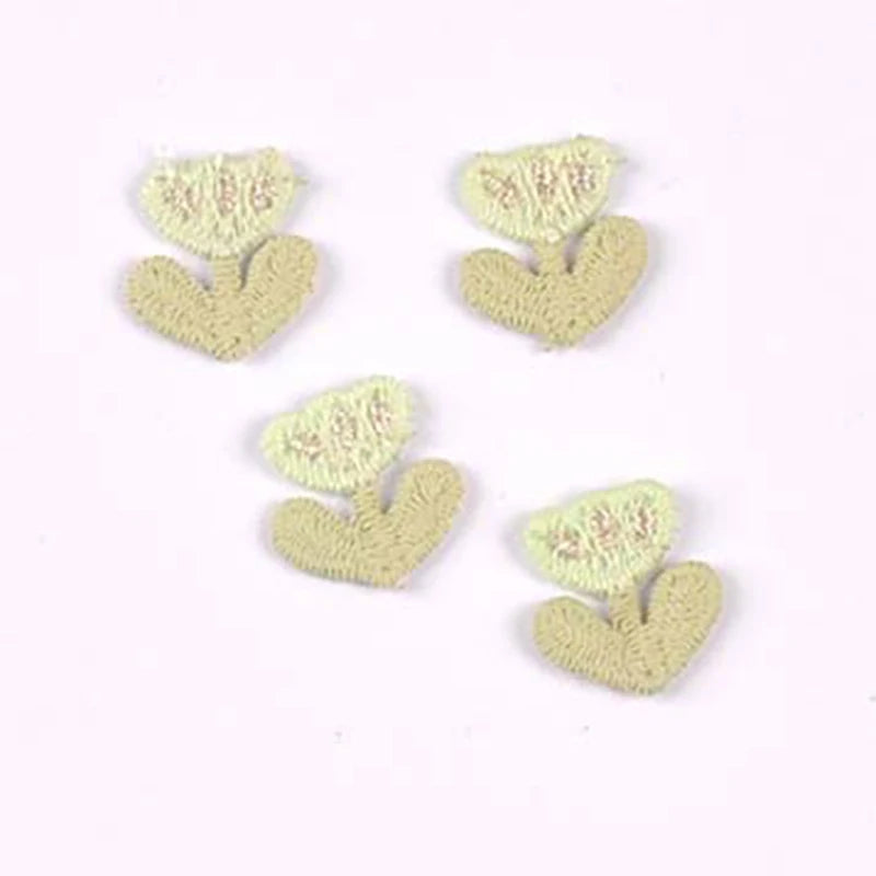 20pcs 16x17mm Assorted Color Tulip Embroidered Appliques,Sewing Decoration DIY Clothes Hair Accessories No Glue cp3854 Qme 16x17mm-4