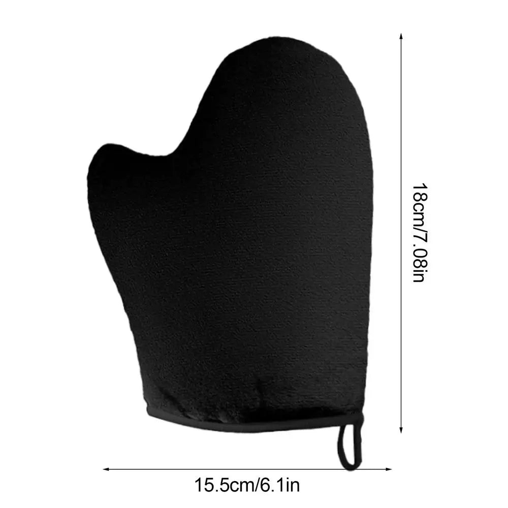 Reusable Back Tan Applicator Glove Exfoliating Tan Removal Mitt Self Tanning Body Face Bath Cleaning Soft Glove Qme Black