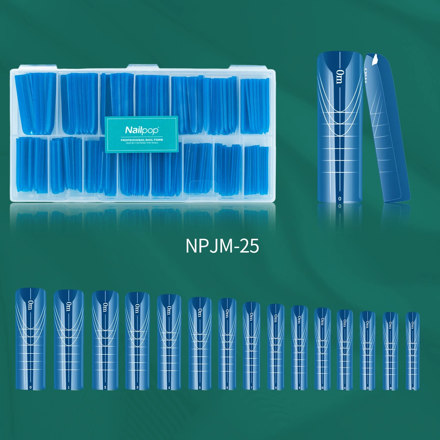 Nailpop Box Nail Dual Forms Square Coffin Quick Building Gel Mold Qme JM25-BLUE 150