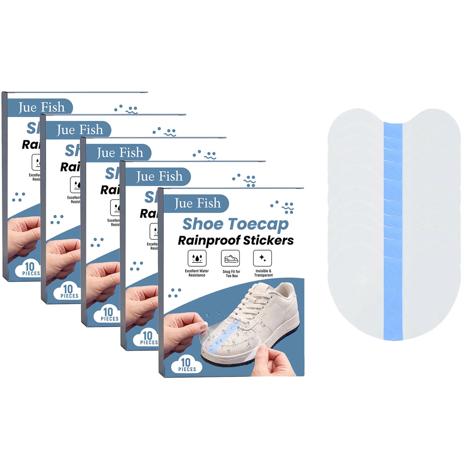 Shoe Toecap Rainproof Sticker Lightweight Anti-Scratch Waterproof Self-Adhesive Shoe Protector Invisible Shoe Toe Guard Stickers Qme 50PCS Boxed