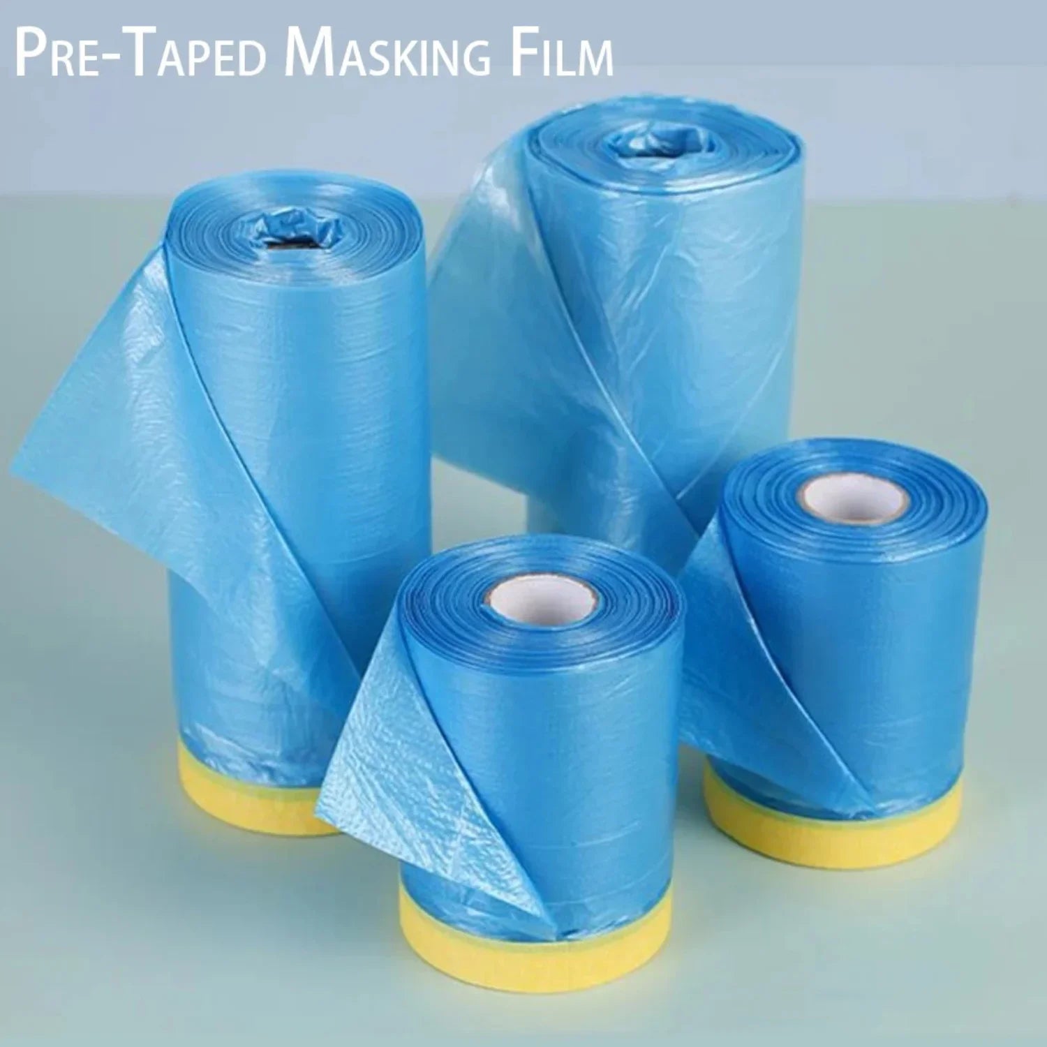 High-Performance Pre-Taped Masking Film - PE Plastic Sheeting for Automotive & Painting, No Residue, Ideal for Painters, Qme