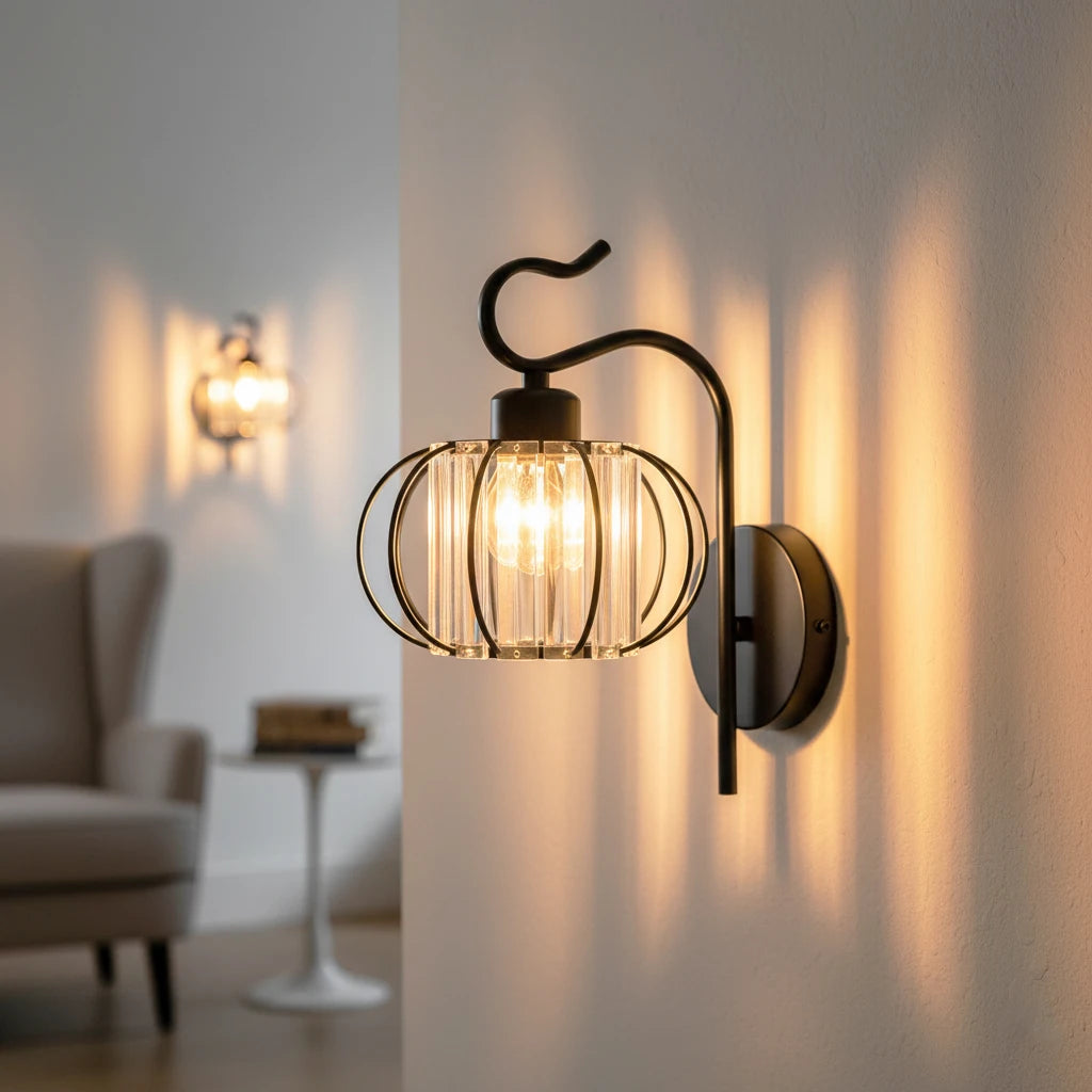 Modern Luxury Gold Wall Lamp Nordic Creative Crystal Sconce Living Room Hallway Bedside Indoor Decoration Metal LED Wall Light Qme