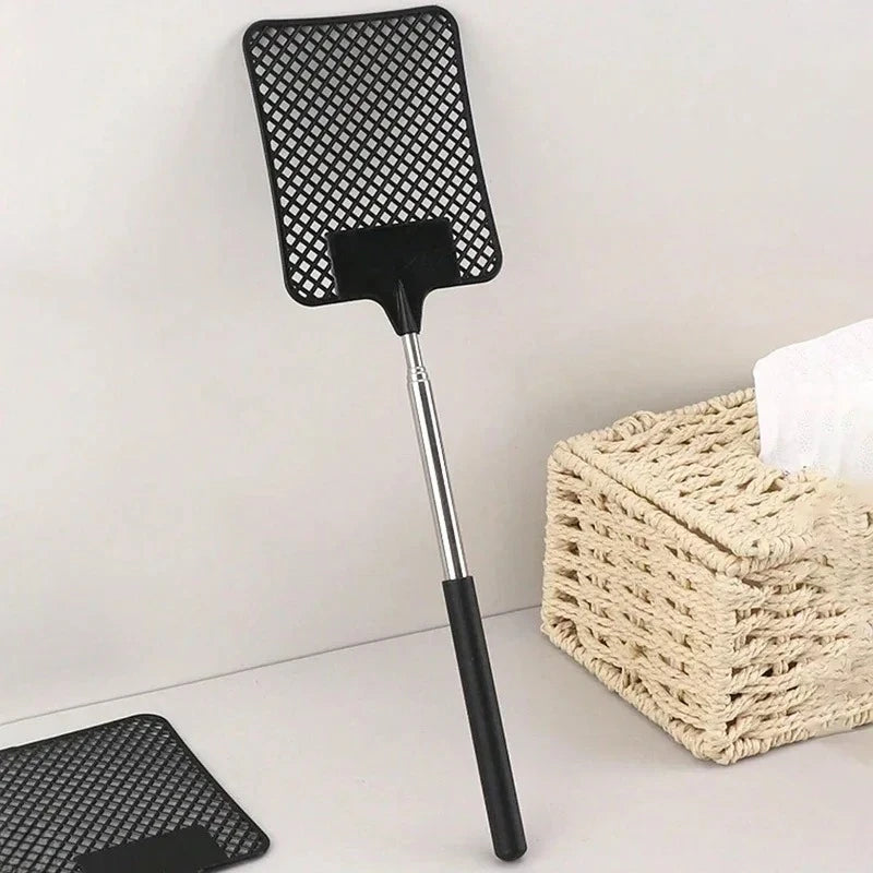 1 Pack Of Black Creative Fly Swatter Mosquito Swatter Stainless Steel Expansion Design Fly Repellent Supplies Qme black-1pcs