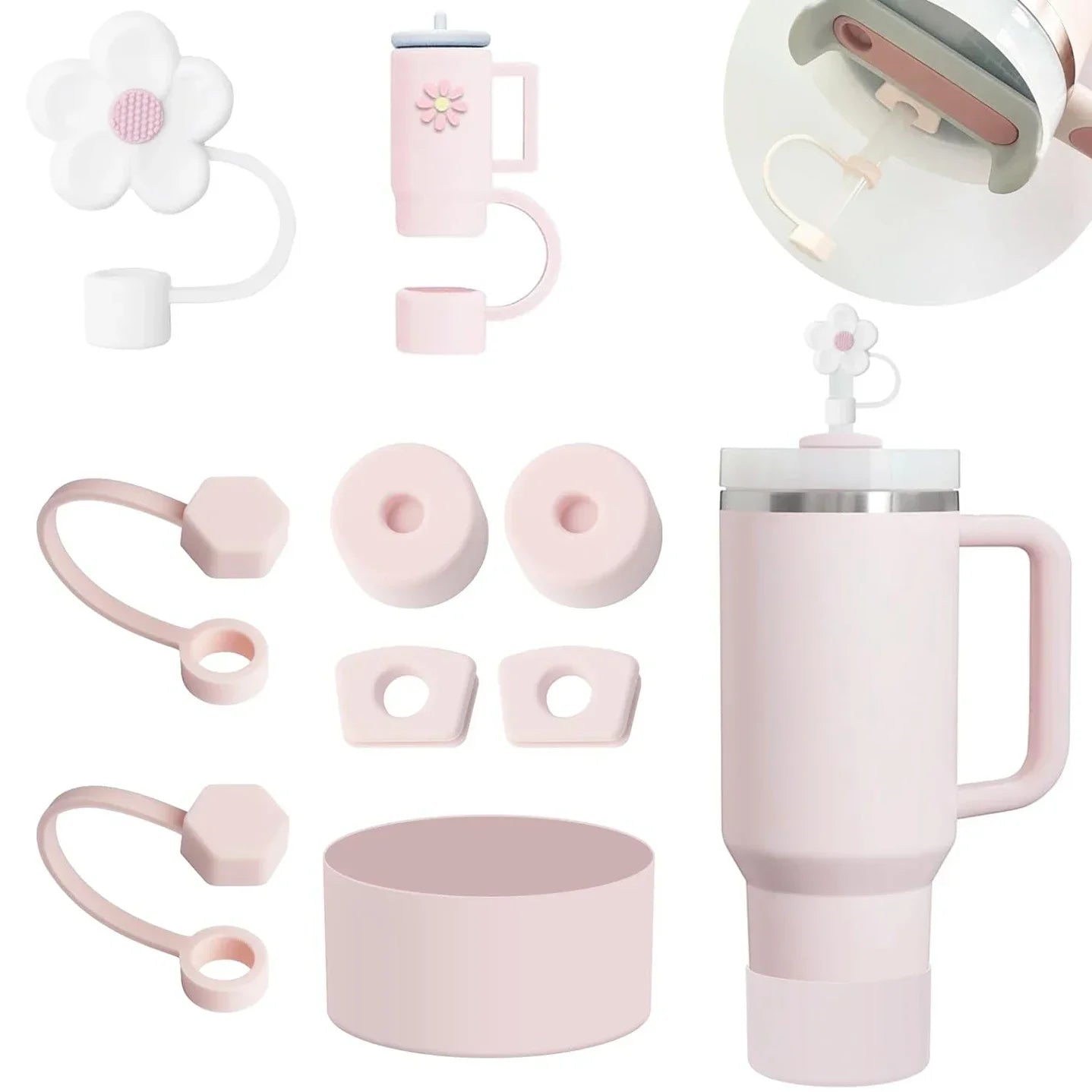 Accessories Silicone Spill Proof Stopper Straw Cover Cap 9- Straws Qme 01