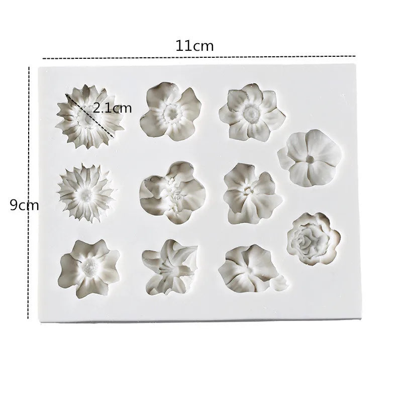 Sunflower Rose Flowers Shape Silicone Mold Cake DIY Decoration Qme