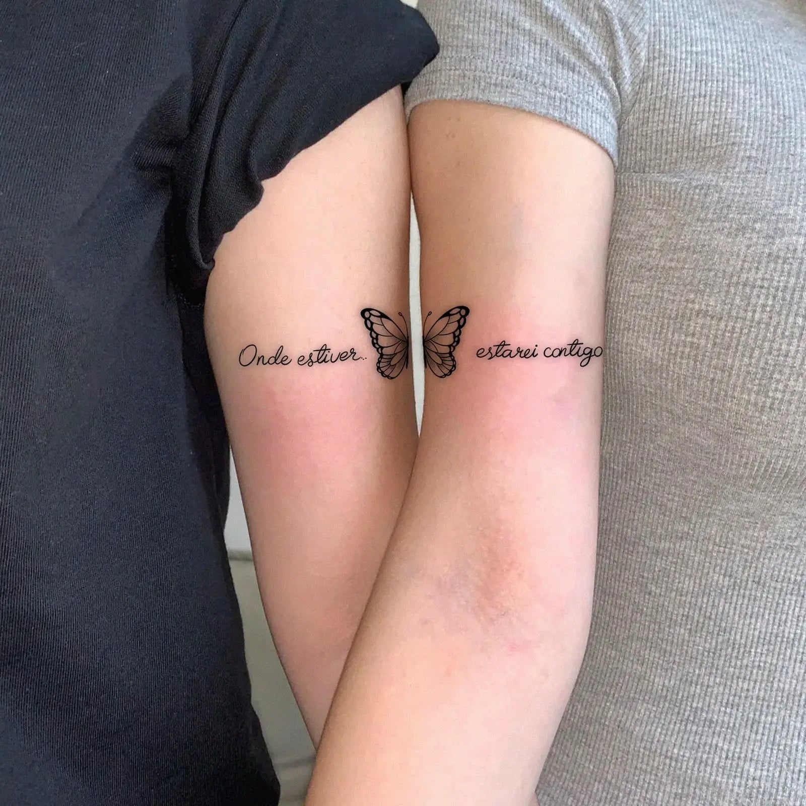 Splicing Butterfly Tattoo Sticker, Realistic Line Temporary Tattoo, Long-Lasting Waterproof Couple Sticker for Romantic Gift Qme