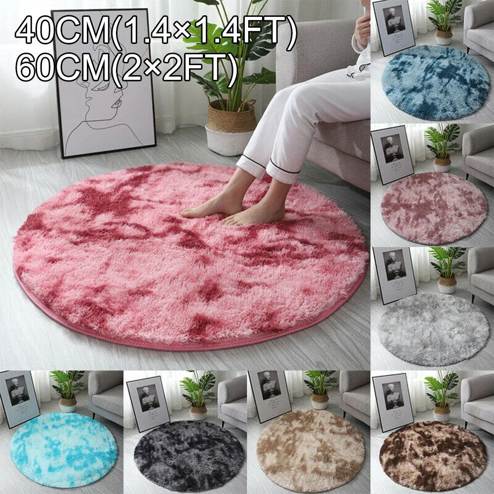 Super Soft Plush Round Rug Mat Anti-Skid Fluffy-Mat White Pink Carpets For Living Room Home Bedroom Bedroom Decoration Qme