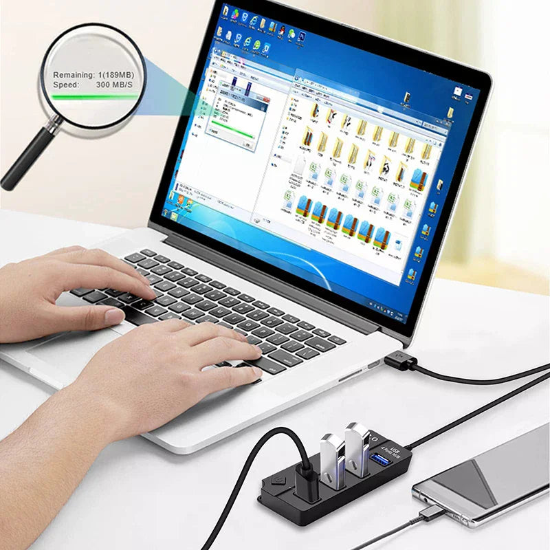 USB3 0 HUB 4in1 7in1 USB Splitter Adapter Multi-port Independent Qme