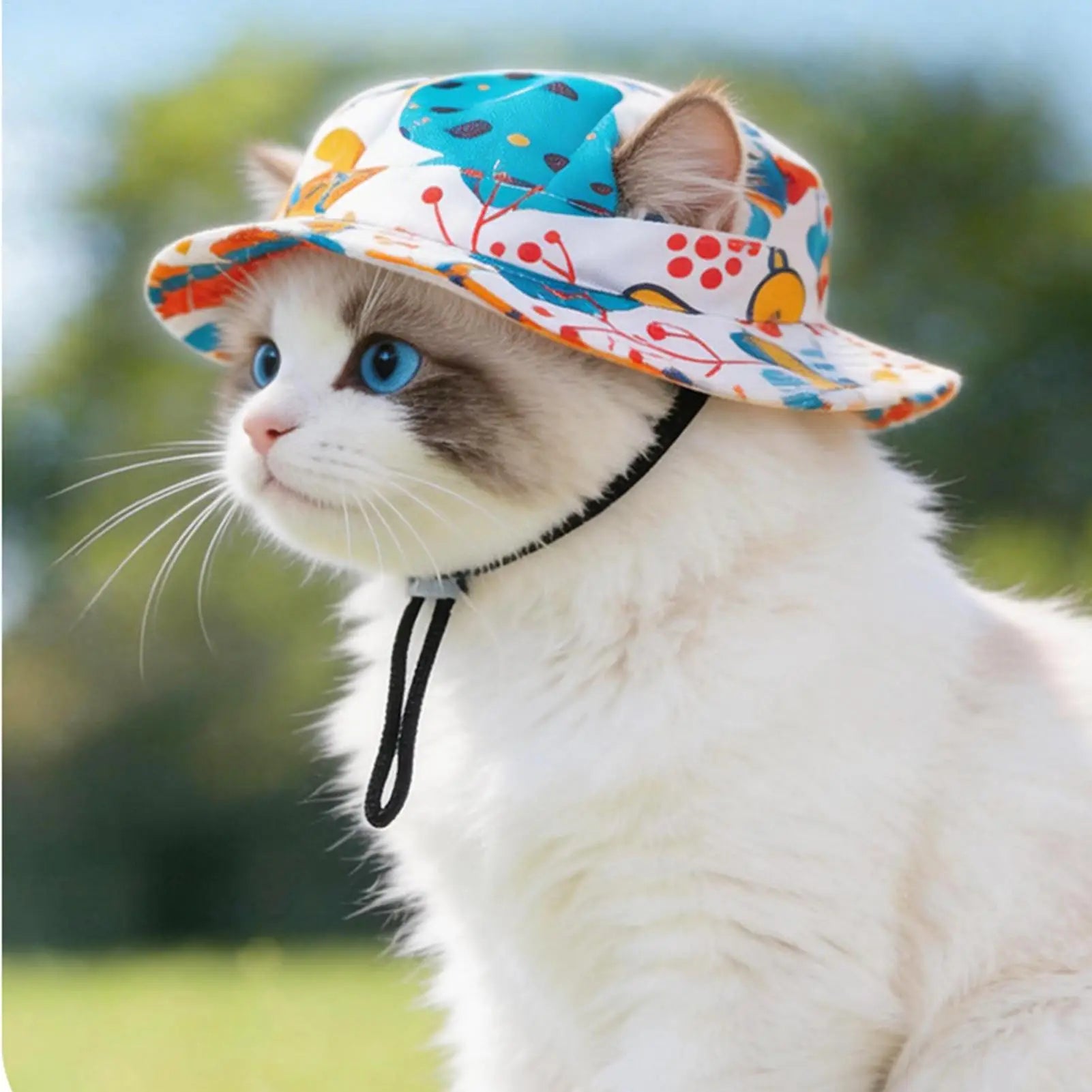 Pet Sun Hat for Cats Sunlight Blocking Round Brim with Ear Holes Dog Cat Sun Protection Hat for Outings Photography Sports Qme