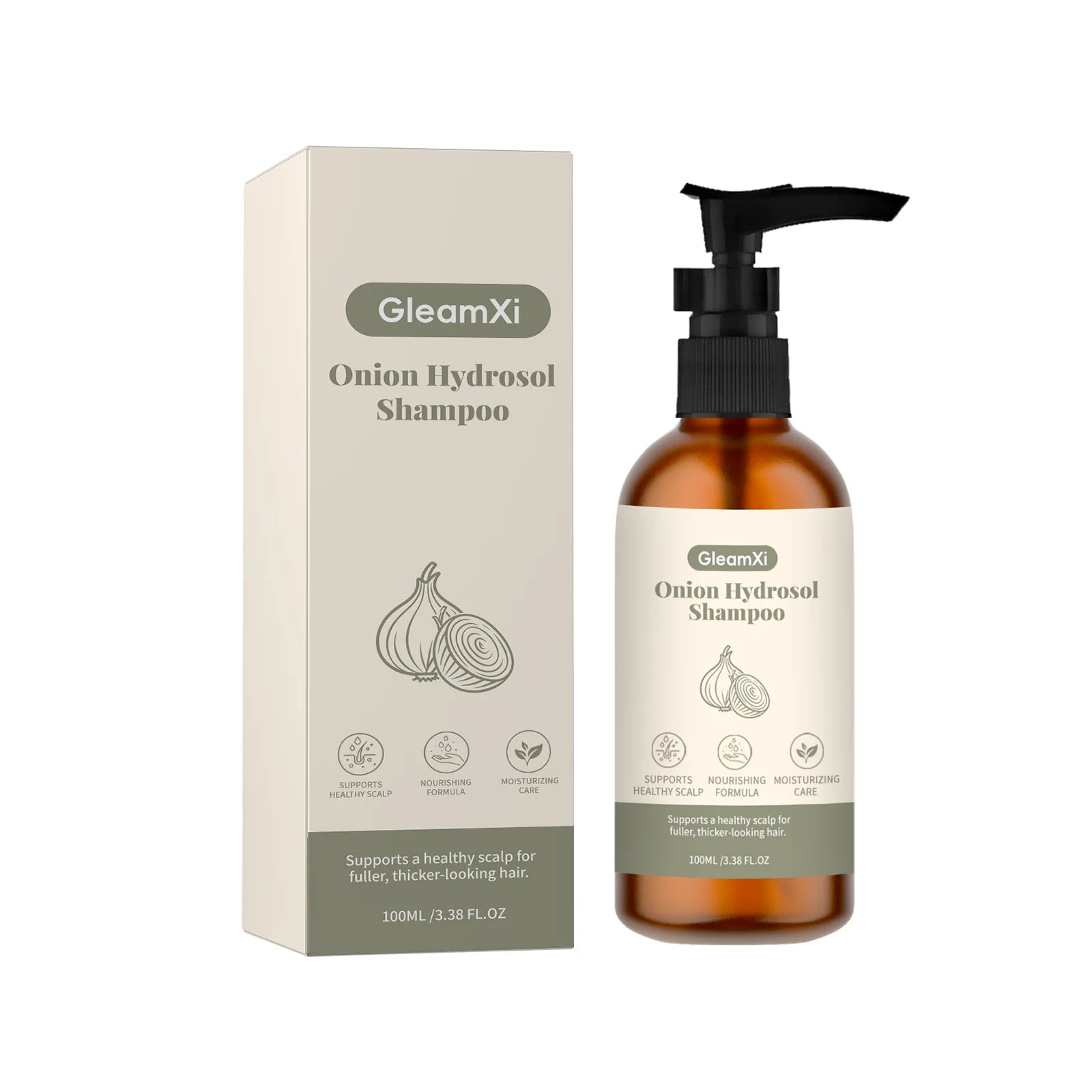 Gleamxi Onion Shampoo Lasting Moisturizing Frizz Damaged Hairs Repair Qme 100ml Boxed