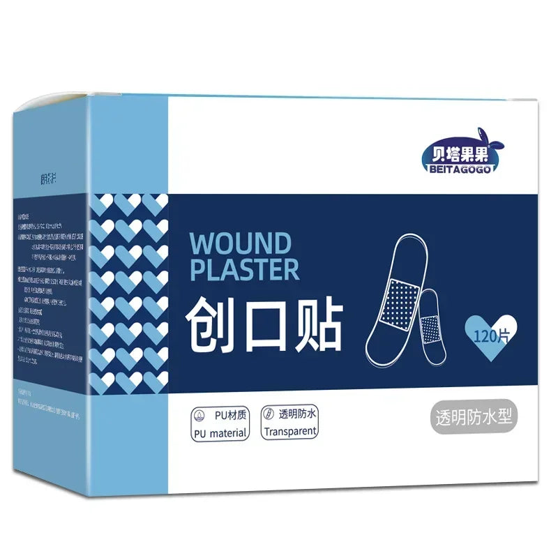 Transparent Adhesive Bandages, 120pcs/set, Waterproof Wound Dressing Plaster, Skin Patch for Children Adults Qme