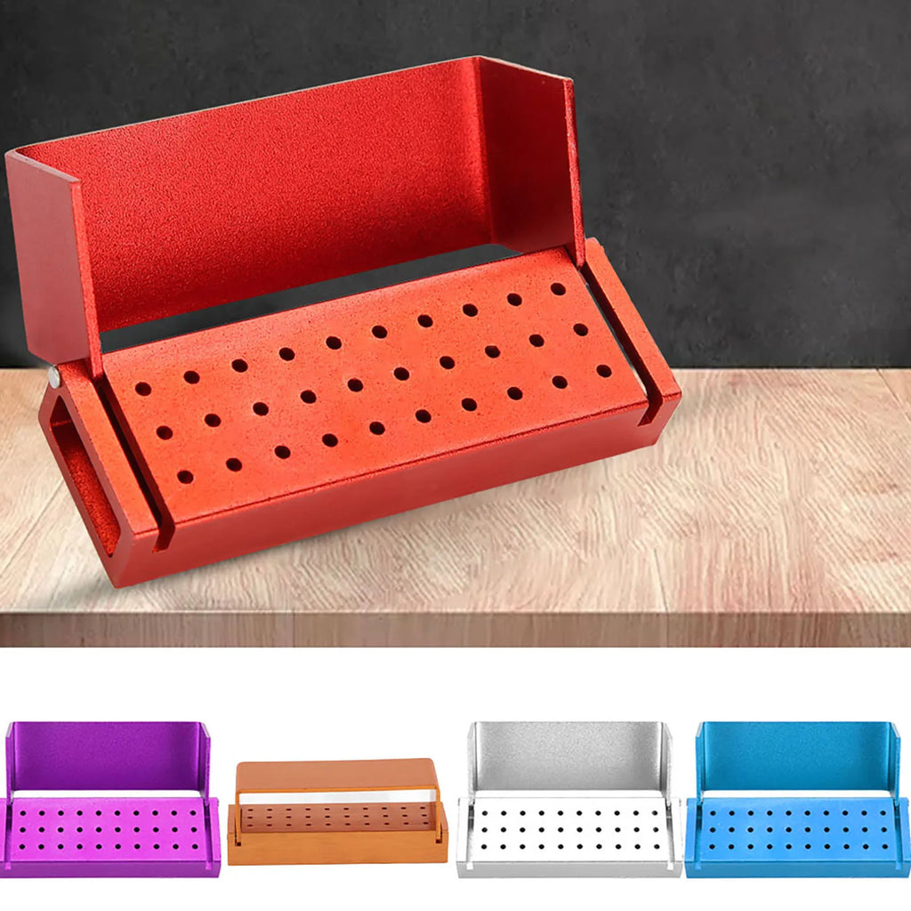 30 Holes Aluminium Disinfection Box Case Dental Bur Burs Block Holder Autoclavable Dentist Tool Burs Block Holder Dentist Tool Qme