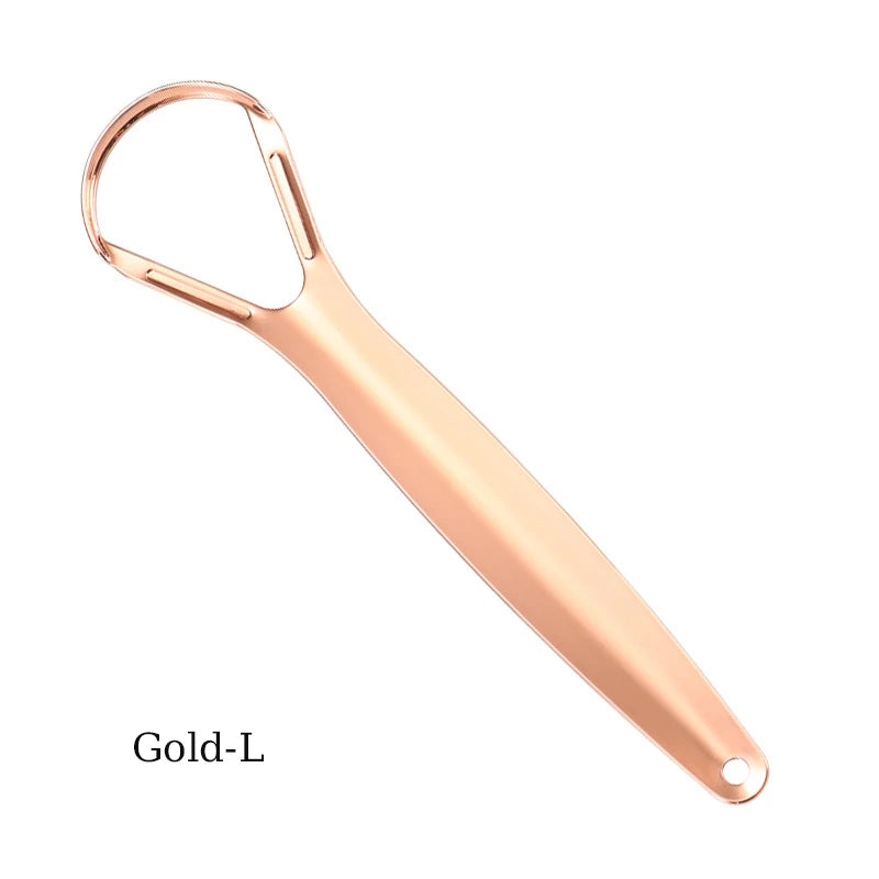 Stainless Steel Tongue Scraper Cleaner Fresh Breath Cleaning Coated Qme Gold-L China Mainland