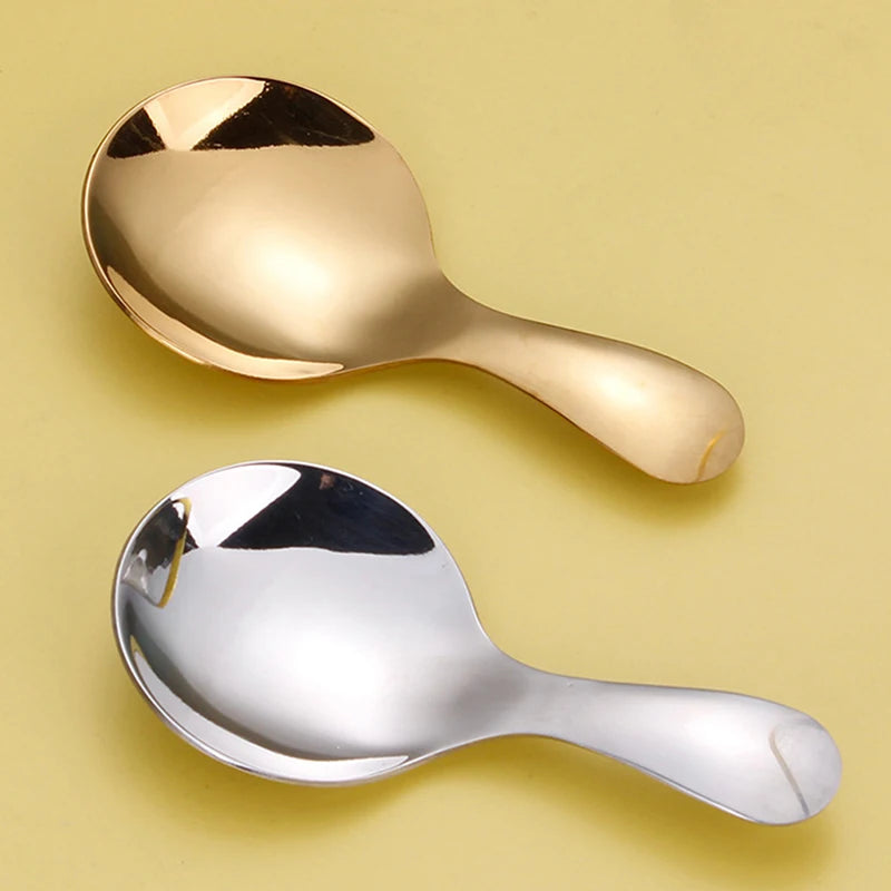 Cute Stainless Steel Spoon Short Handle Gold Ice Cream Tea Coffee Qme