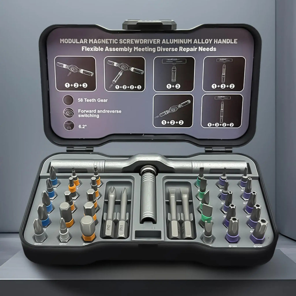 Magnetic Screwdriver Set Multi Bit Precision Magnetic Portable Tool Ratcheting Allen Wrench Set For Watch Sunglasses Eyeglass Qme