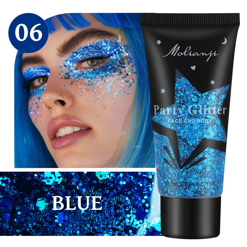 Sequin Gel Its Own Viscosity Easy Push Apply Long-lasting Makeup Qme 06 BLUE
