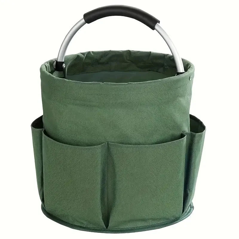 17L Foldable Storage Bucket 600D Oxford Cloth Portable Cleaning Tool Storage Organizer Outdoor Camping Picnic Garden Harvest Bag Qme Green