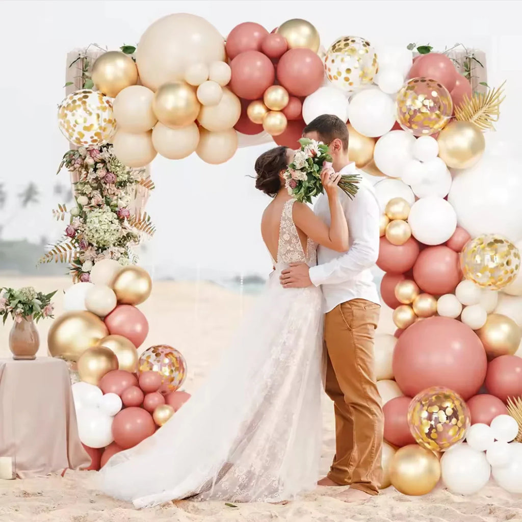 Retro Pink White Gold Balloons Garland Arch Kit Birthday Party Decoration Kids Baby Shower Wedding Party Supplies Letax Ballons Qme