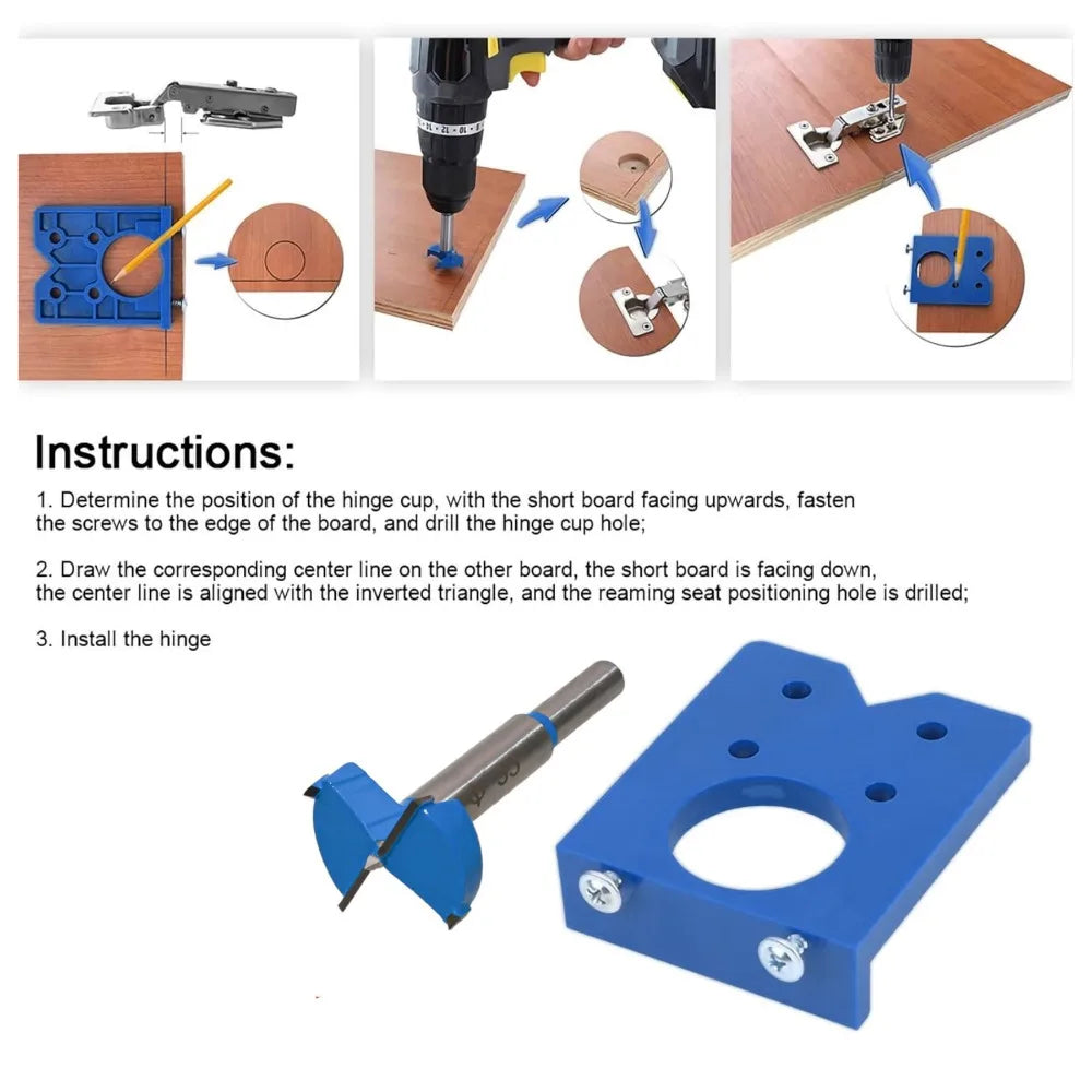 35mm Hinge Hole Drilling Guide Locator DIY Wood Furniture Door Cabinets Hinge Installation Drilling Jig ABS Woodworking Tools Qme