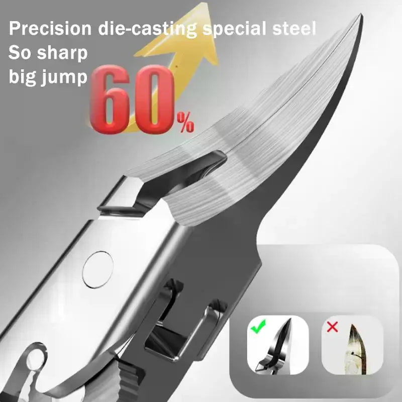Slanted Fine Nail Clippers Thick Nails Anti Splash Strong Sharp Qme