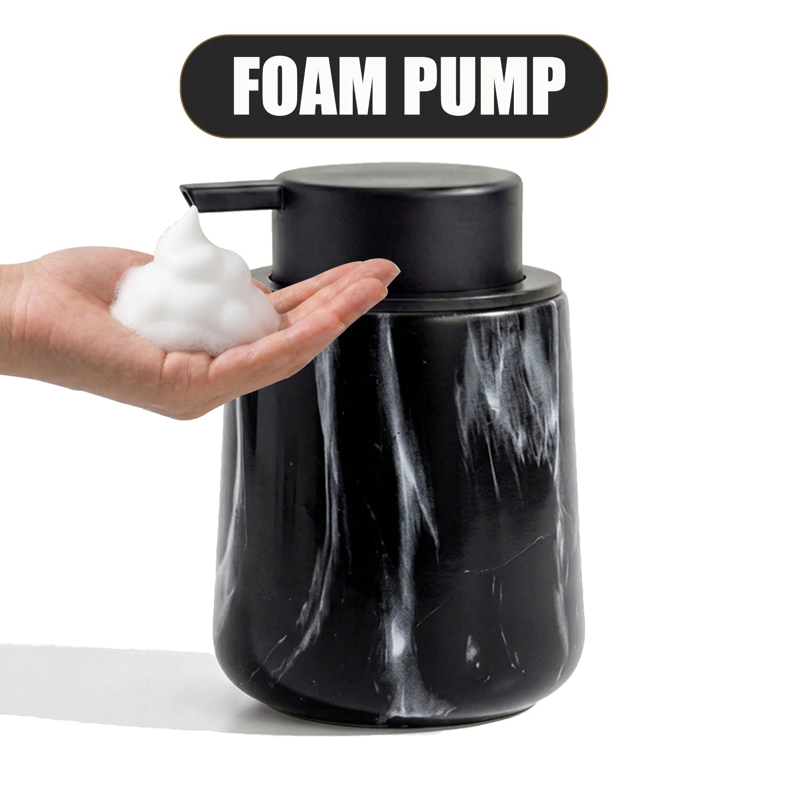 Luxury Marble Pattern Foaming Soap Dispenser Refillable Hand Soap Pump Bottle for Bathroom Kitchen Hand Washer Container Home Qme matte black