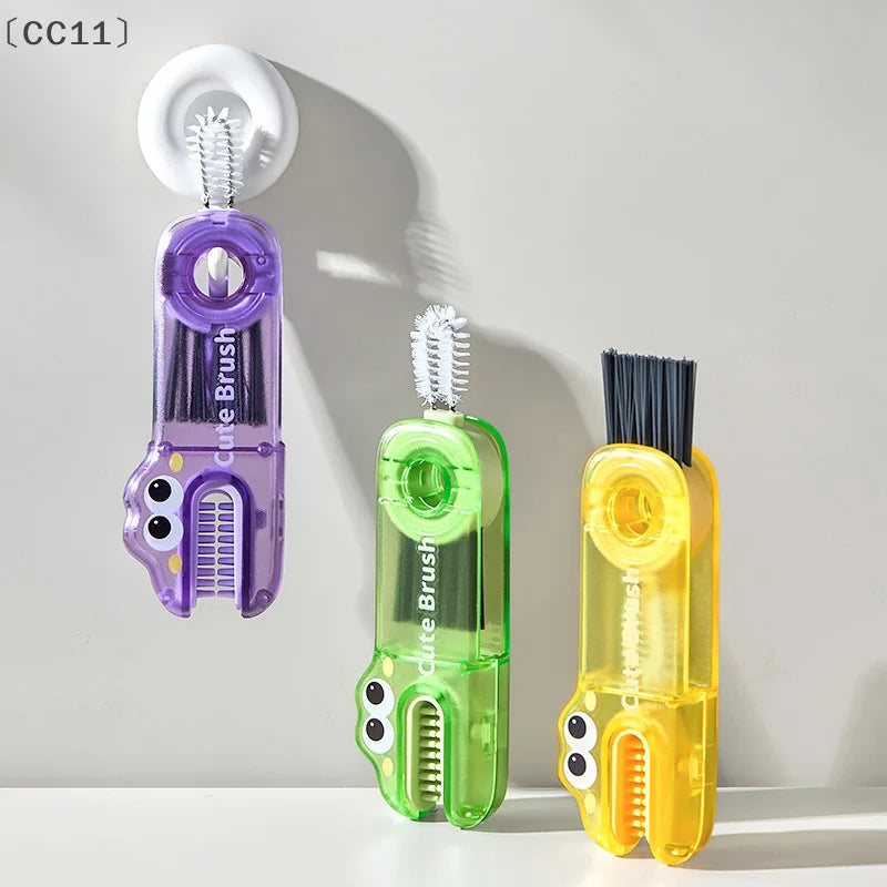 CC113 1 Multifunctional Cup Lid Brush Cute Crocodile Crevice Cleaner Qme