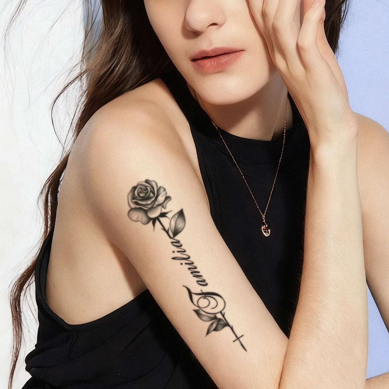 Minimalist Leaf Vine Tattoo Sticker Waterproof Long Lasting Fine Line Temporary Tattoo for Women Finger Hand Qme