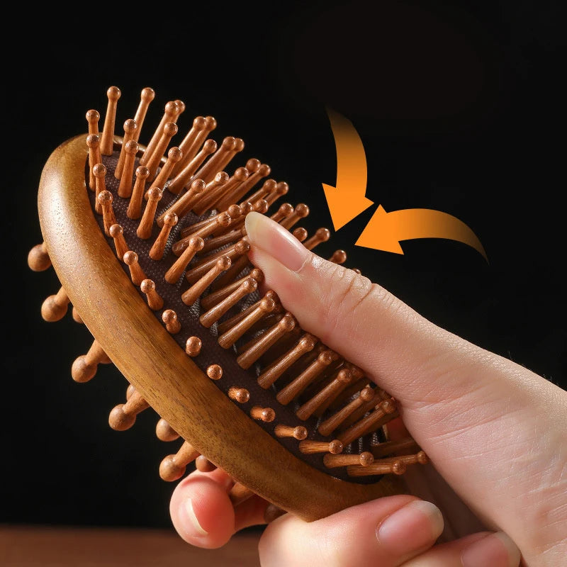 Double Sided Sandalwood Air Bag Comb Anti Static Scalp Massage Wood Qme