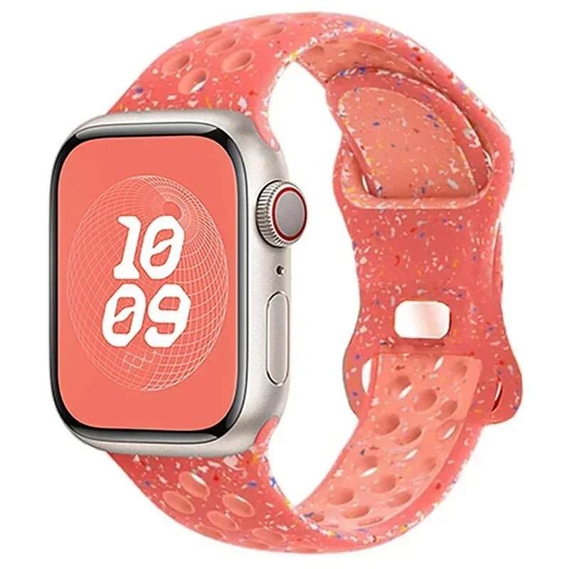 Silicone Strap for Apple Watch Band Ultra 2 49mm 38mm 42mm Sport Bracelet iWatch Series 9 8 7 41mm 45 mm 7 6 SE 5 4 3 44mm 40mm Qme B1 Orange pink 38MM 40MM 41MM
