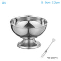 Stainless Steel Ice Cream Cup Gold Silver Dessert Bowl Spoon Qme A1