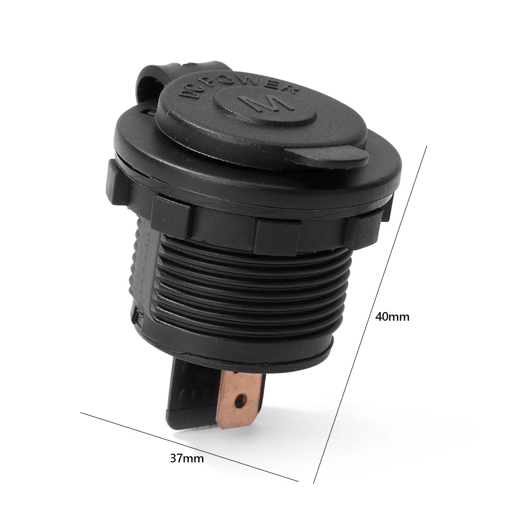 Car 12V DIN Socket Panel Mount with Weather Cap for Car Boat Marine Motorcycle UTV Automobiles Parts Qme