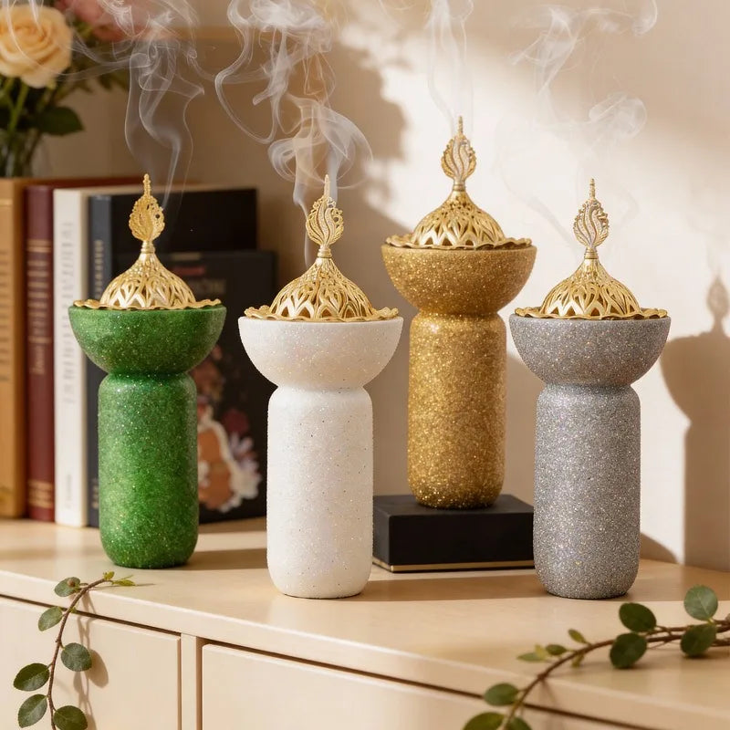 Middle Eastern Resin Incense Holder Glitter-handled Tower Burner Qme