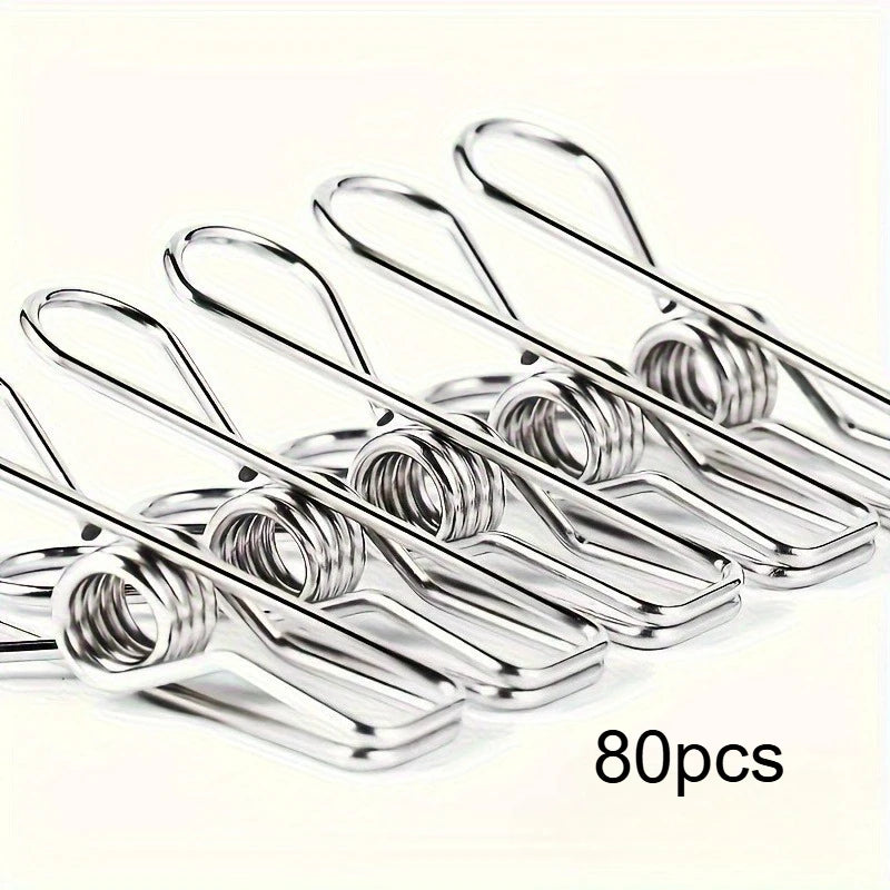 Stainless Steel Small Clothes Clip, Durable Clothes Nail, Multifunctional Metal Wire, Practical Clip Suitable for Kitch Qme 80pcs