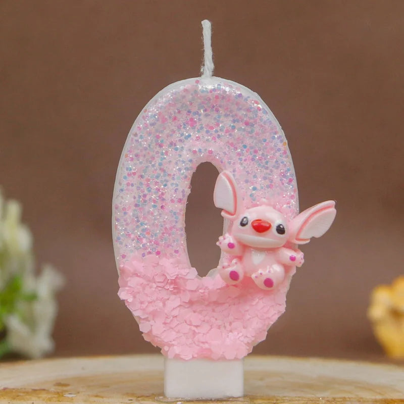 Stitch Digital Candles 0-9 Cute and Creative Pink Birthday Candles for Cartoon Cakes Sets the Mood Qme