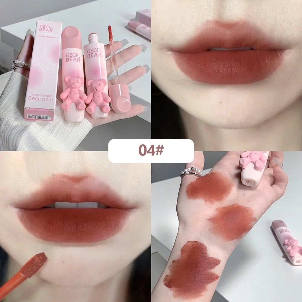 Gegebear Bear Lip Glaze Matte Velvet Lipstick Long-lasting Whitening Qme GX1079-4