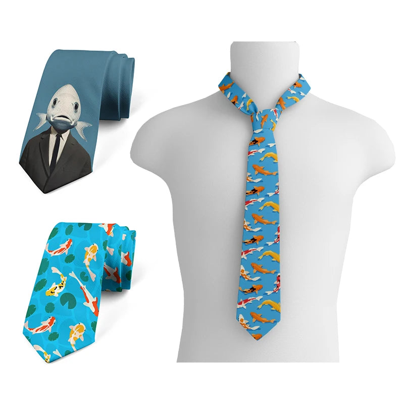 Funny Fish 3D Printed Tie Unisex Personality Business Polyester Qme