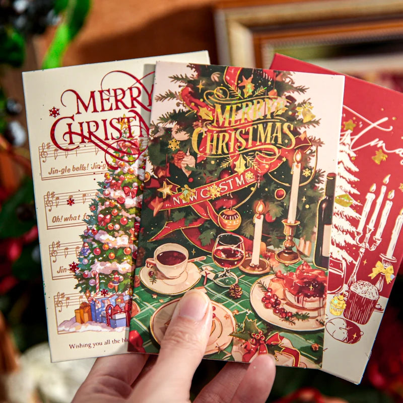 Christmas Greeting Card Single Sheet Holiday Greeting Card for Xmas Gift Wrapping Party Decoration Festive Celebration Qme