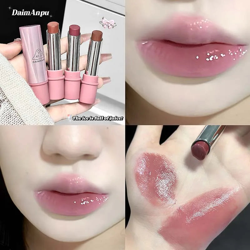 Hydrating Rose Brown Lipstick Waterproof Mirror Gloss Color Lip Balm Long-Lasting Wear Natural Shiny Finish Non-Drying Lip Care Qme 03