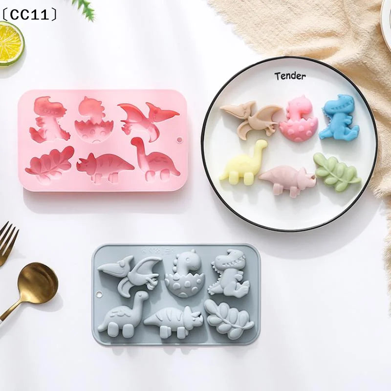 Silicone 6 Cavities Dinosaur Jello Molds Chocolate Soap Baking Qme