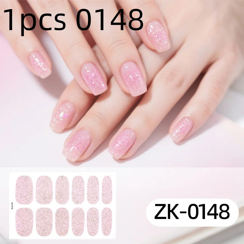 Nail Full Wrap Stickers Glitter Self Adhesive Gel Sticker Women Home