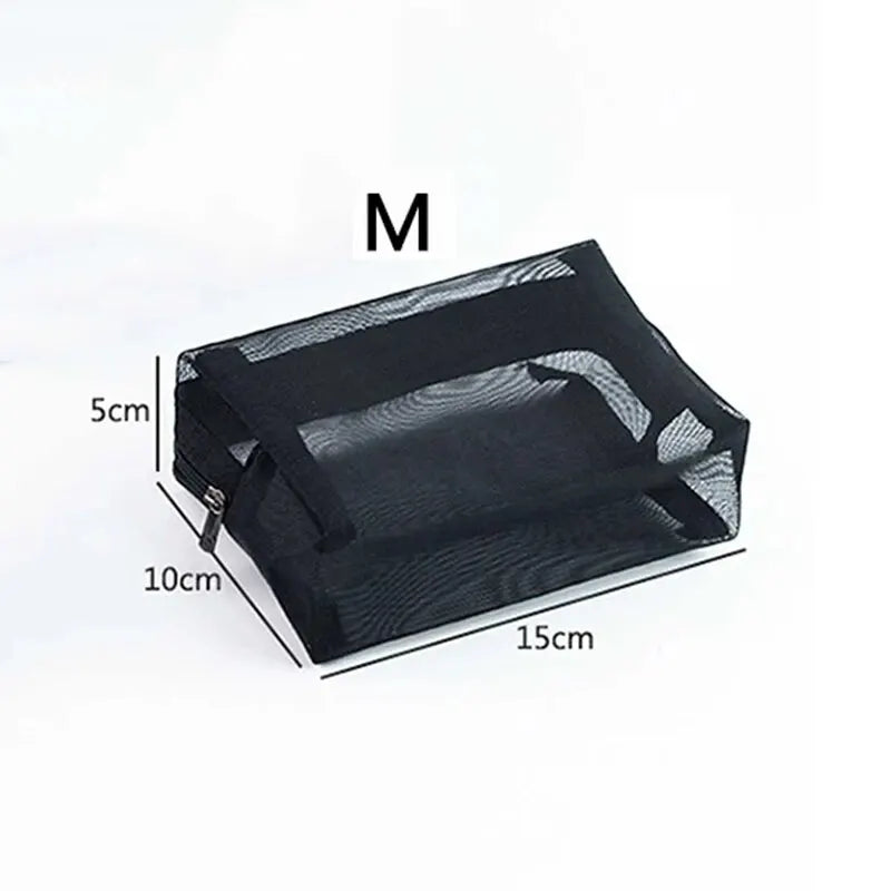 Simple Cosmetics Storage Bag For Women Large-capacity Waterproof Travel Portable Toiletries Storage Package Mesh Zipper Bag Qme Black M