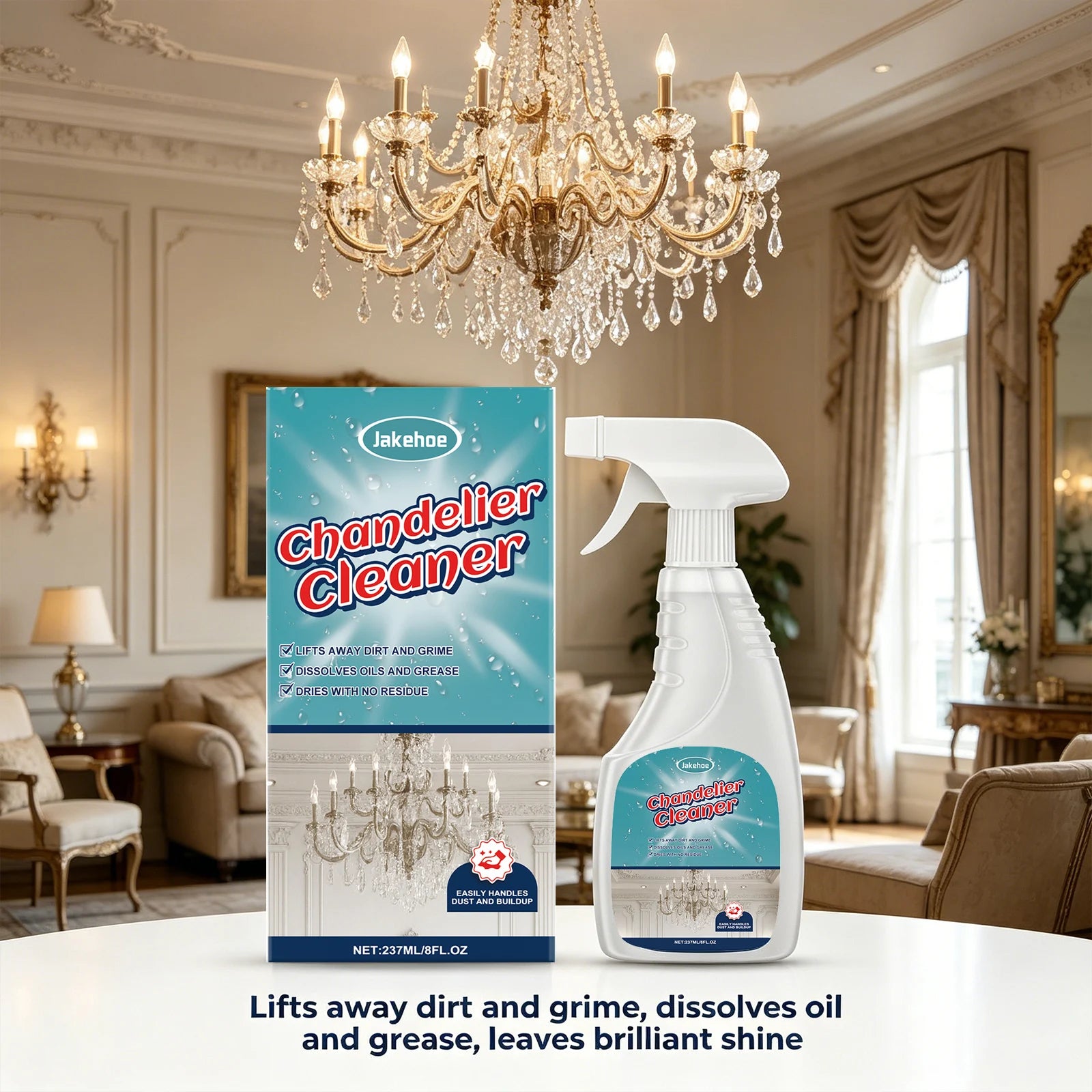 Chandelier Cleaning Spray Removing Dust Grime & Grease Restores Shine Polishing Household Crystal & Glass Light Fixture Cleaner Qme