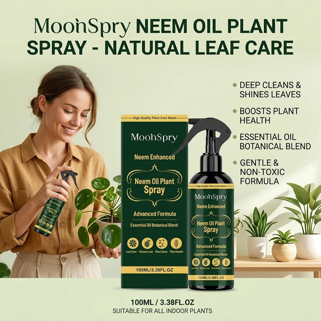 Moonspry Neem Oil Plant Spray Improve Leaf Glossiness Enhance Transparency Advanced Botanical Formula Leaves Nutrient Supplement Qme