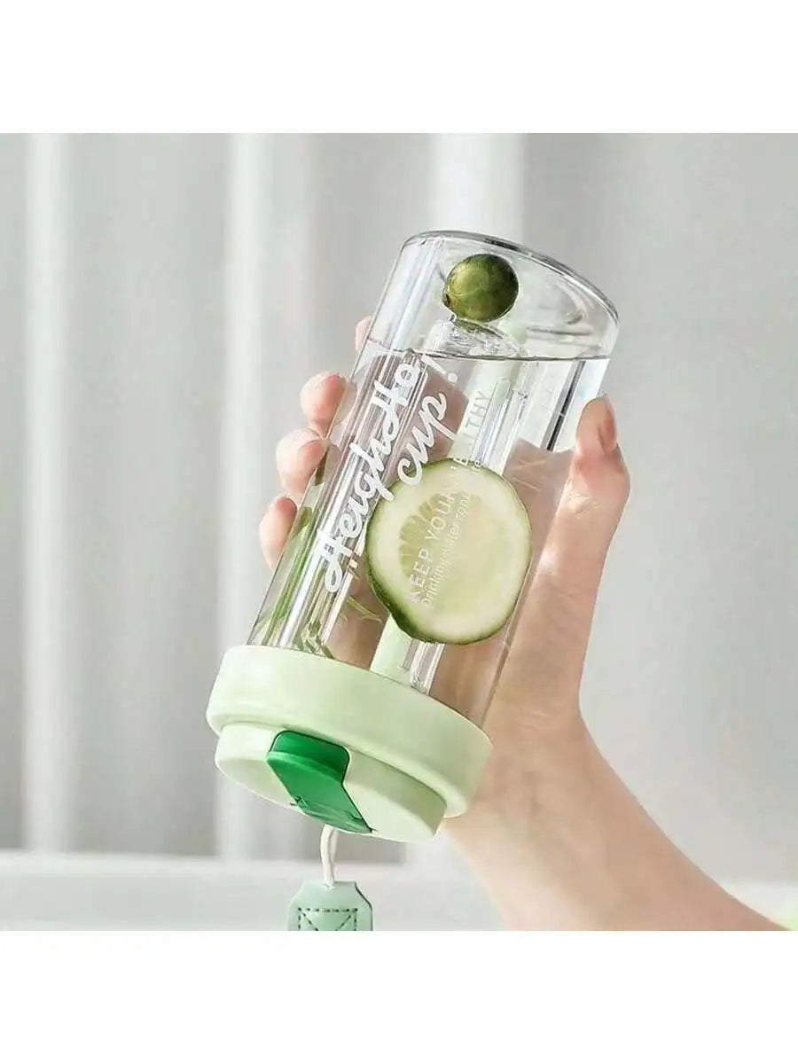 Transparent Plastic Straw Leak Proof Sports Water Bottle Tea Qme