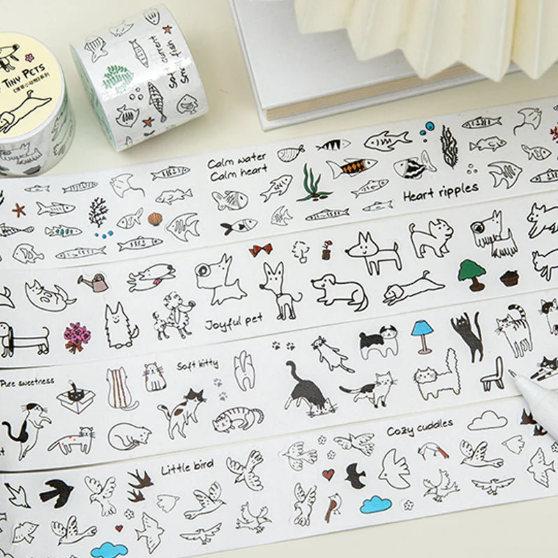 Abstract Line Sketch Pet Washi Tape, Ideal for Junk Journal Decoration, Polaroid Embellishment Qme