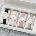 20261/3/4/5PCS Fashion Arabic Dial Women Quartz Watch Casual Leather Strap Wristwatch for Girls Clock Gift（Without Box） Qme 4PCS Without Box