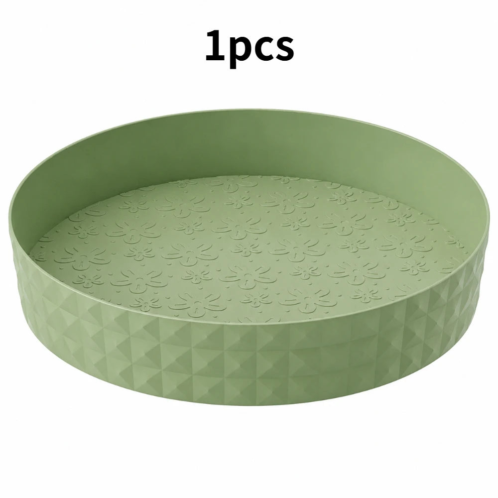 1/3Pcs 360 Degree Rotatable Storage Tray Round Non-slip Spice Rack Household Organizer for Kitchen Seasoning Cosmetics Qme matcha green 1pcs