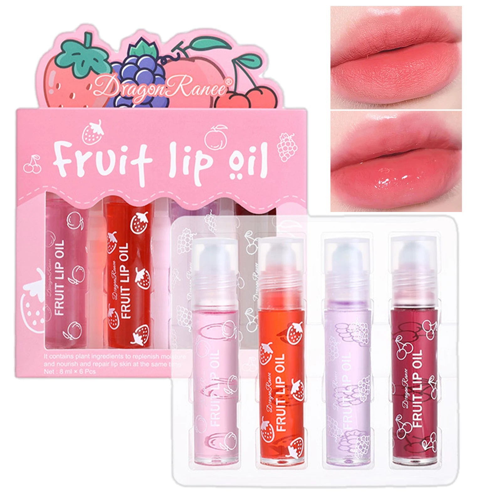 Fruity Flavors Rolling Ball Lip Oil Crystal Jelly Moisturizing Glow Qme